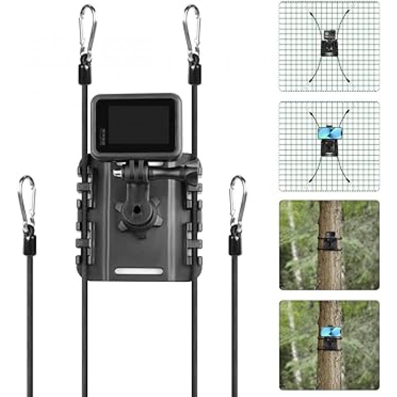 GoPro Hero 11/10/9/8/7/6/5 Black, DJI 시리즈, Insta360 시리즈 및 기타 액션 카메라와 호환되는 Net Chain Link Fences 및 Paragliders용 Taisioner Fence Mount 고정 촬영