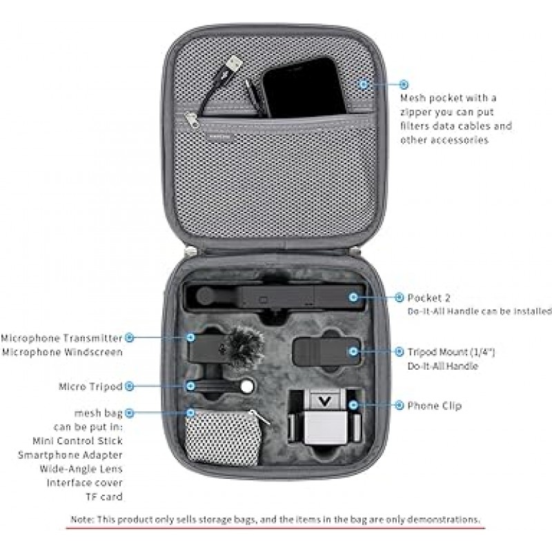 MAXCAM 숄더백 여행 케이스 DJI Pocket 2 Creator Combo (포켓 2 및 액세서리는 포함되어 있지 않음)