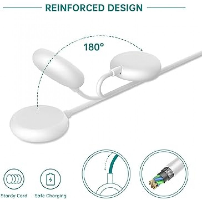 KYK SHOW 구글 픽셀 워치용 무선 워치 충전기, USB 포트 무선 스마트 워치 충전 케이블, 픽셀 워치용 스마트 워치 마그네틱 충전기, 스마트 워치 액세서리(USB-화이트)