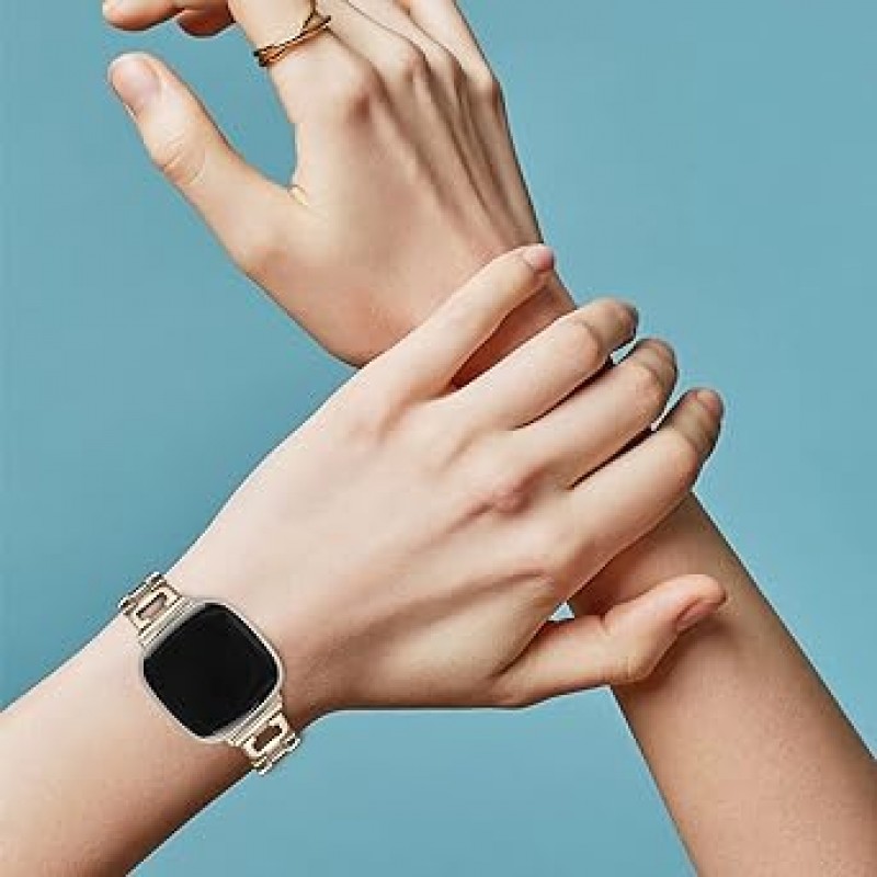 Joyozy Top 스테인레스 스틸 밴드 Fitbit Versa 3/Fitbit Sense 스마트 워치 대응 세련된 D-Link 메탈 팔찌 액세서리 스트랩 레이디스 걸스 팔찌