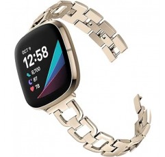 Joyozy Top 스테인레스 스틸 밴드 Fitbit Versa 3/Fitbit Sense 스마트 워치 대응 세련된 D-Link 메탈 팔찌 액세서리 스트랩 레이디스 걸스 팔찌