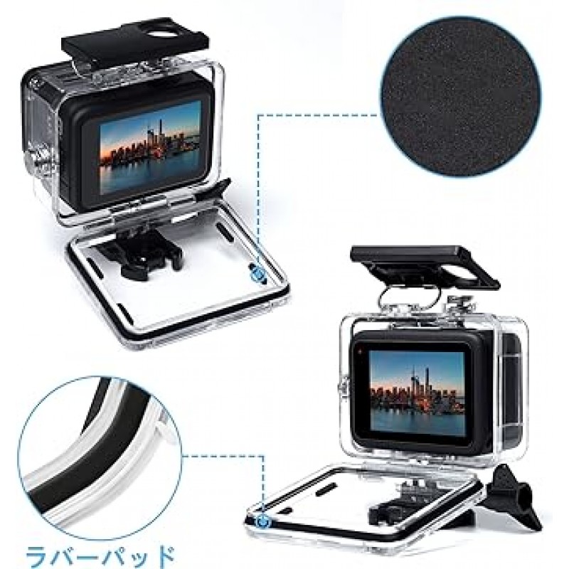 Vkesen hero11/hero10/hero 9 gopro 액세서리 용 방수 케이스 go pro hero11/hero10/hero9 액션 카메라 용 다이브 하우징