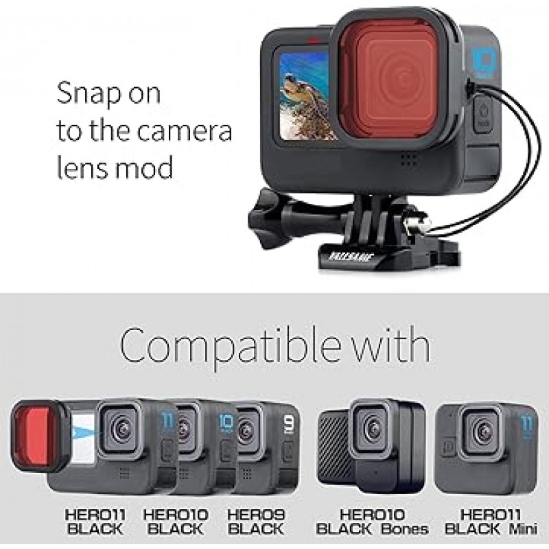 YALLSAME 다이브 필터 GoPro Hero 11 10 9 용 블랙 레드 필터와 마젠타 필터가있는 다이빙 스노클링 수중 녹음 액세서리 Go Pro 9 10 11 용