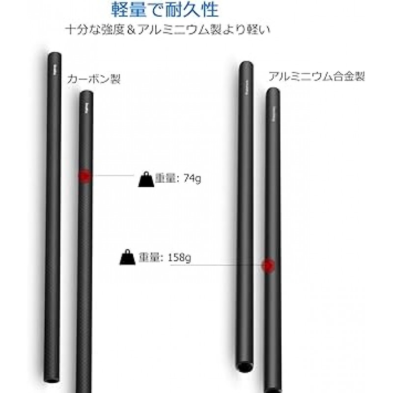 SMALLRIG 15mm 로드 시스템 카본 로드 경량 12인치(30cm) 카메라 액세서리 [2개입] -851 [병행수입]