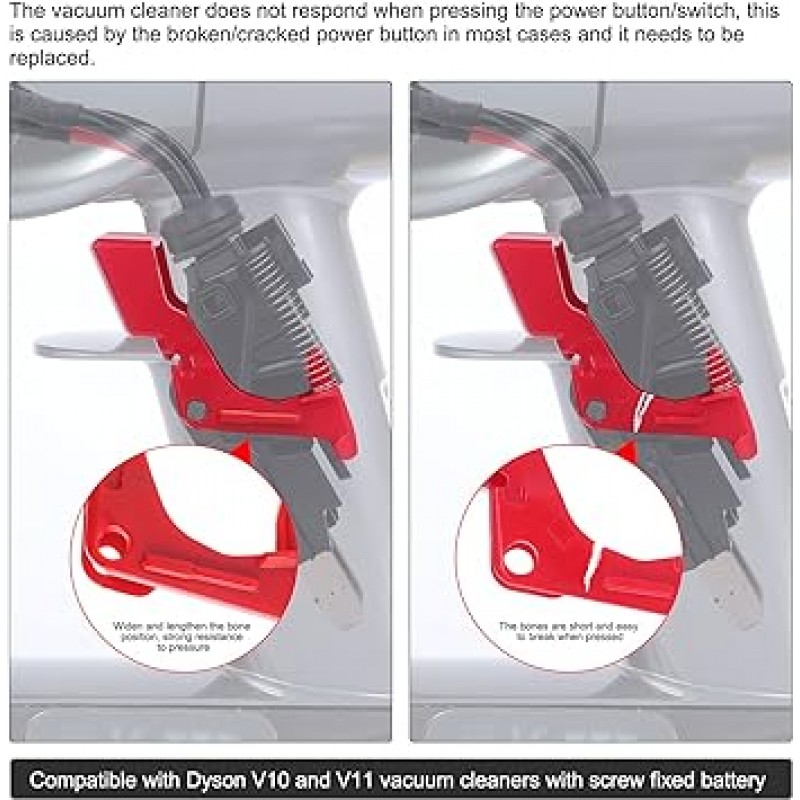 트리거 교체 다이슨 V10 V11 SV12 SV14 진공 청소기 부품 레드 전원 스위치 버튼 고장 수리 액세서리 트리거 잠금 장치 포함