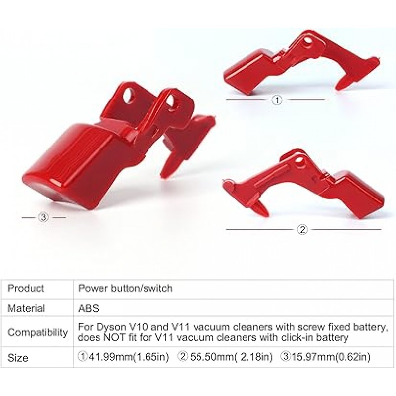 트리거 교체 다이슨 V10 V11 SV12 SV14 진공 청소기 부품 레드 전원 스위치 버튼 고장 수리 액세서리 트리거 잠금 장치 포함
