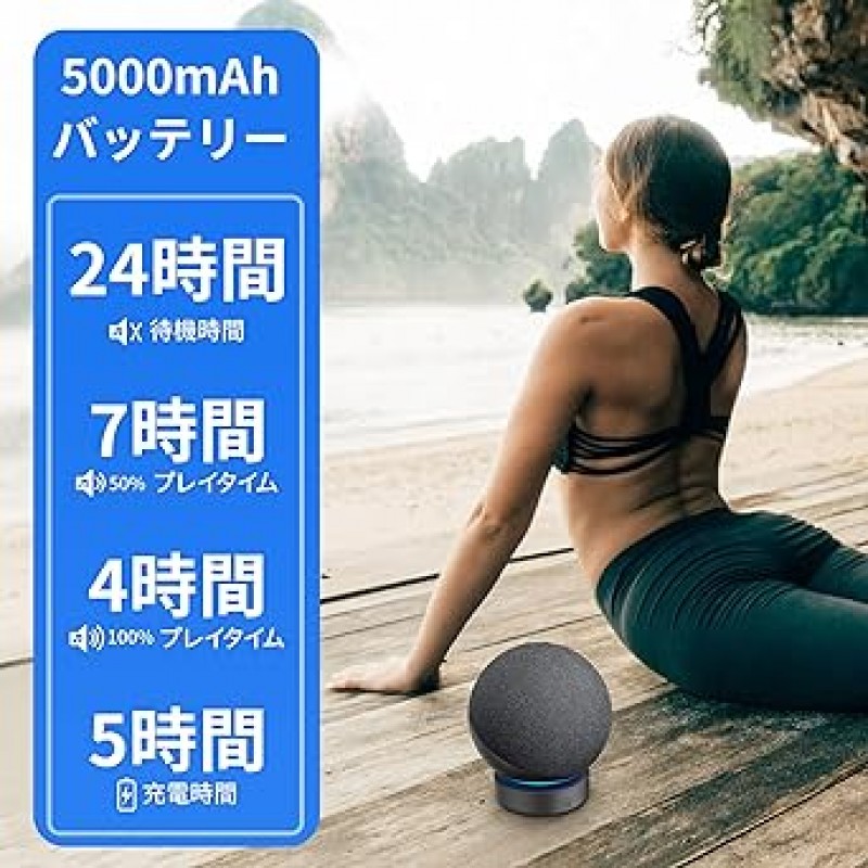 Echo 4 배터리 베이스, Echo 4세대 배터리, 10000mah, 대용량, Echo 4, 휴대용 전원 공급 장치, Echo 4와 호환 가능, 스마트 스피커 충전기, 휴대용 전원 공급 장치, Echo 배터리 베이스, 휴대용, 전용 충전 스탠드, 12시간 연속 재생 , 파워 뱅크 액세서리(블랙)