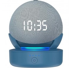 Dot 4세대 배터리 베이스, Echo Dot 4 배터리, 10,000mah 대용량, Dot 4 스마트 스피커 충전기 호환, 휴대용 전원 공급 장치, 배터리 베이스, 휴대용 호환, 전용 충전 스탠드, 12시간 연속 재생, 파워 뱅크 액세서리(파란색)