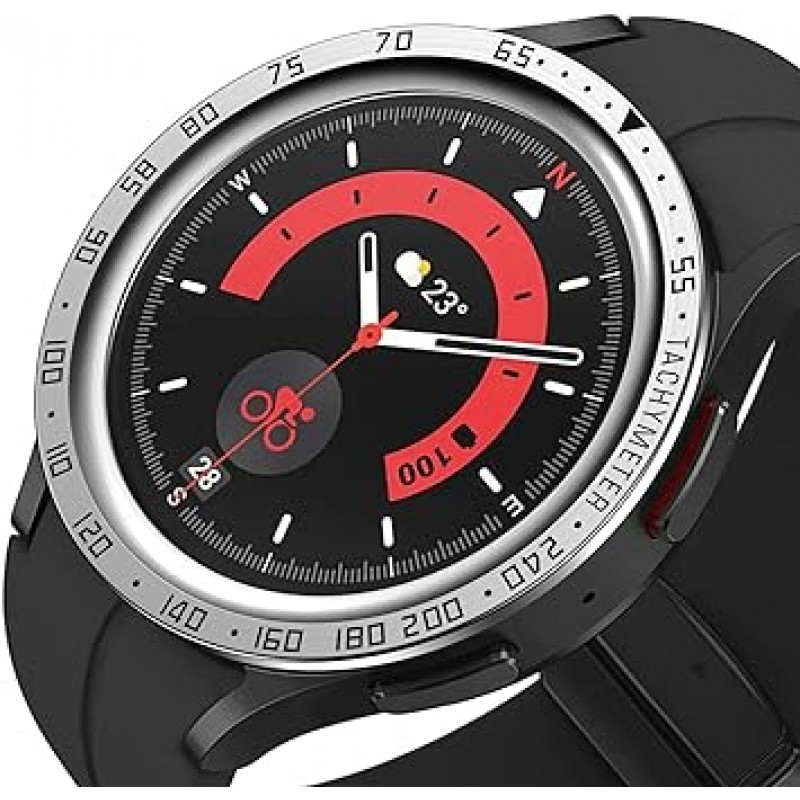 Galaxy Watch5 Pro 45mm용 SHEAWA 베젤 링, 보호 링 2개 세트 알루미늄 커버 케이스 스크래치 방지 충격 방지 액세서리(블랙+실버)