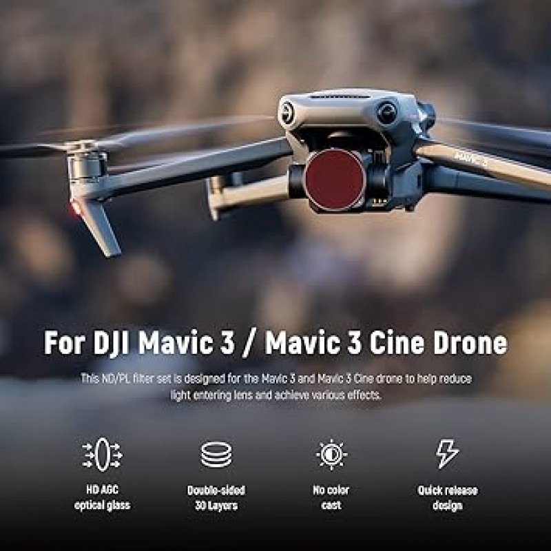 DJI Mavic 3와 호환되는 NEEWER ND 렌즈 필터 세트 Mavic 3 / Mavic 3 Cinedrone 액세서리 전용 4팩 ND/PL 편광 렌즈 필터 ND8/PL ND16/PL ND32/PL ND64/PL 필터