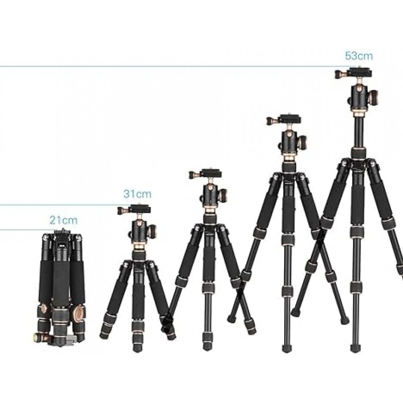 카메라 삼각대, 경량, 휴대용, 스마트폰 삼각대, 20.9인치(53cm), 프리 볼 헤드, 내장형 파노라마 사진, 적재 용량: 6.6파운드(3kg), 탁상용 삼각대, SLR 미러리스, 액션 카메라 등과 호환 가능