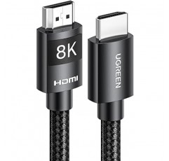 UGREEN HDMI 2.1 HDMI 케이블, 5m 8K HDMI 케이블, 48Gbps 초고속 8K@60Hz, 4K 120Hz, HDMI 2.1, 초고속, PS5/PS4, 이더넷 지원, ARC, Xbox 시리즈 X/S, UHD, HDR, HDCP, eARC, 3D, Apple TV, Fire TV, PC 모니터, 스위치 등 - 블랙