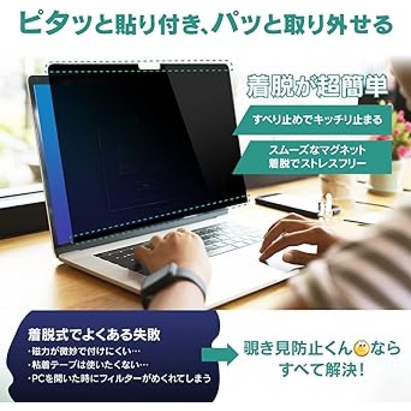 B0855 MacBook Pro 16인치 2021 탈착식 엿보는 방지 마그네틱 프라이버시 필터, 엿보는 방지 스크린 필름, 눈부심 방지, 블루 라이트 감소, 스크래치 방지, 뒤집을 수 있는, 양면, Belmond