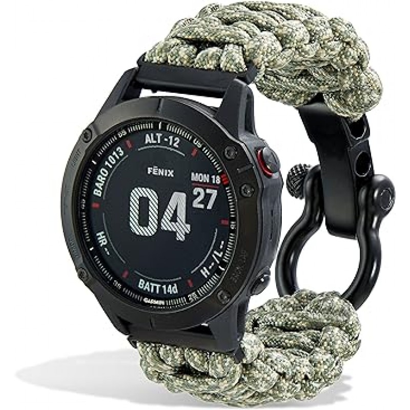 Saviour Survival Gear Paracord 20mm / 22mm 시계 밴드, 일부 Galaxy, S3 Classic, Fenix ​​5 및 기타 Smartwatches용 남성용 및 여성용 스트랩용 퀵 릴리스 포함