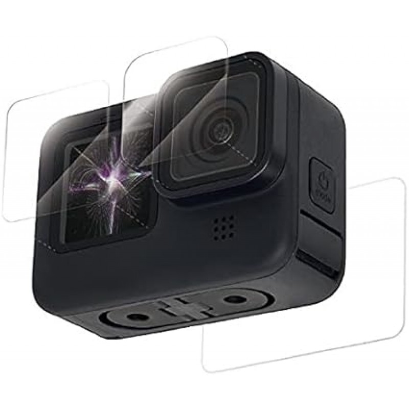 Elecom AC-GP9BFLGGCS GoPro HERO11/10/9 유리 필름, 세라믹 코팅, 0.009인치(0.22mm), 지문 방지, 광택