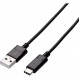 Elecom U2C-AC20NBK USB 케이블, Type C(USB A to USB C) 15W, 6.6ft(2.0m), USB 2.0 인증, 최대 480Mbps, 검은색