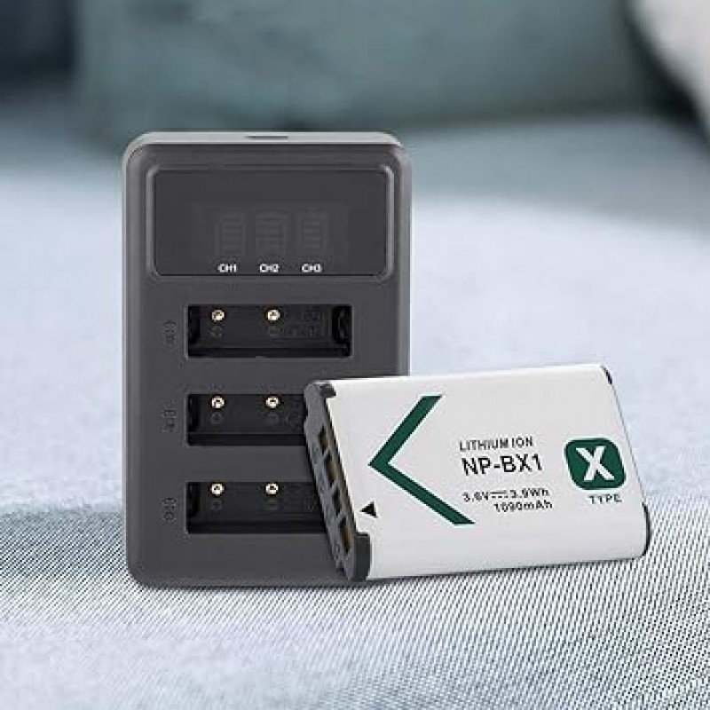 Fosa USB 충전기 Sony NP BX1, Sony NP-BX1용 휴대용 액션 카메라 배터리 충전기 3 슬롯 USB 충전 블랙 액세서리