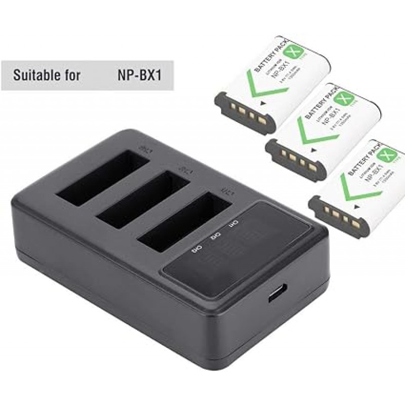 Fosa USB 충전기 Sony NP BX1, Sony NP-BX1용 휴대용 액션 카메라 배터리 충전기 3 슬롯 USB 충전 블랙 액세서리