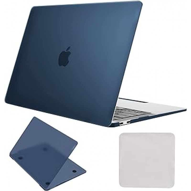 Haoea MacBook Air 13인치 케이스 커버, A1932, A2179, A2337과 호환 가능, 스타일리시, 초박형, 낙하 방지, 긁힘 방지, 전체 보호, 컴퓨터 케이스 + 디스플레이용 광택 천, 청소용 천, 무광 바다색