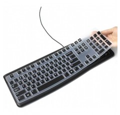 실리콘 키보드 커버 스킨 Logitech K120 & MK120 용 인체 공학적 데스크탑 USB 유선 키보드 방수 프로텍터 액세서리 (블랙)