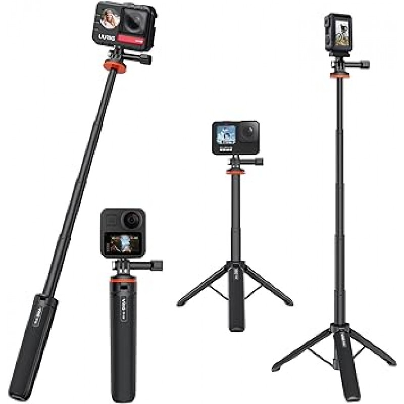 Osznmmg GoPro 삼각대, 셀카 삼각대, 20.1인치(51cm) 확장, 경량, 삼각대/모노포드, 5단계 확장 가능, GoPro 액세서리, Insta360용 셀카봉, 액션 카메라, 셀카봉, 휴대 용이, 셀카에 적합, 사진 녹화, 비디오 시청, 라이브 스트리밍, GoPro Hero, DJI Action 2, Insta360 등과 호환 가능