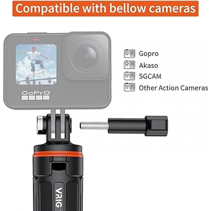 Osznmmg GoPro 삼각대, 셀카 삼각대, 20.1인치(51cm) 확장, 경량, 삼각대/모노포드, 5단계 확장 가능, GoPro 액세서리, Insta360용 셀카봉, 액션 카메라, 셀카봉, 휴대 용이, 셀카에 적합, 사진 녹화, 비디오 시청, 라이브 스트리밍, GoPro Hero, DJI Action 2, Insta360 등과 호환 가능