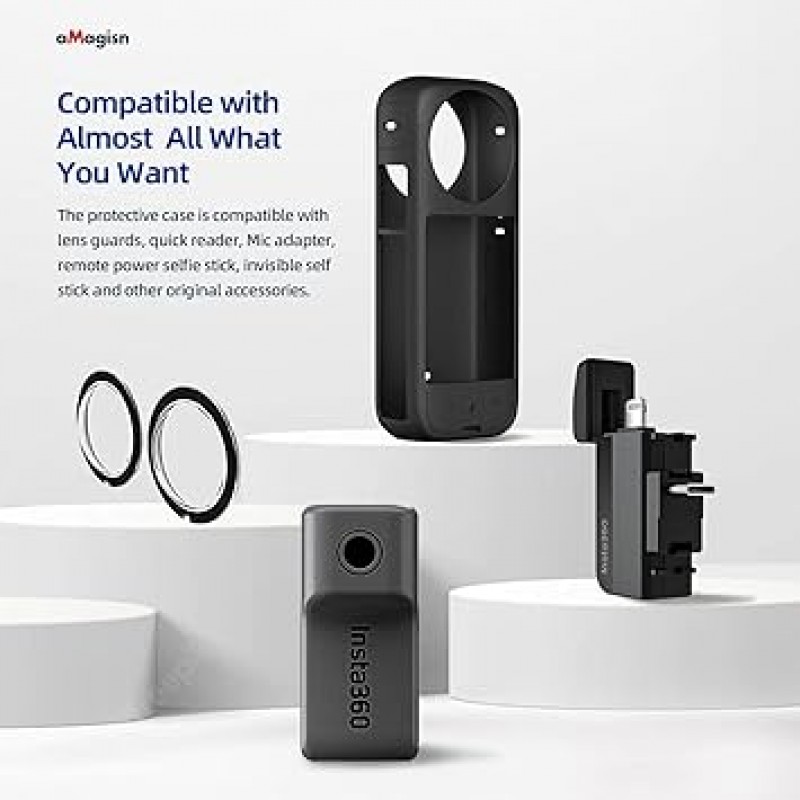 Palumma 실리콘 케이스 커버 Insta360 X3 액션 카메라 본체 보호 커버 파노라마 카메라 보호 케이스 Insta360 X3 액션 카메라 용 (블랙)