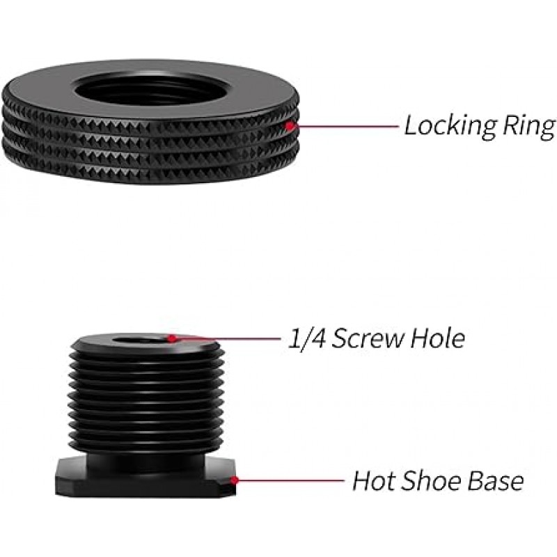 Atmoshue 1/4인치 암나사에서 핫슈 어댑터 핫슈 장착 어댑터 1/4~1/4인치 수나사 어댑터 매직 암 모니터 비디오 라이트용 2개 팩