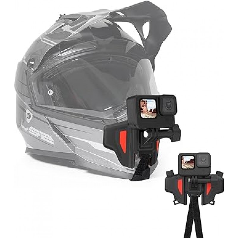 GoPro용 AuyKoo 오토바이 헬멧 마운트, GoPro 액세서리용 하부 턱 스트랩 마운트, 실리콘 소재, 안정적이고 안전하며 착용하기 편리함, Vlog 사진, 넓은 교환, 액션 카메라 액세서리, GoPro Hero 11/10/9/8/7/과 호환 가능 6/인스타 360/DJI OSMO Action/Xiaomi YI