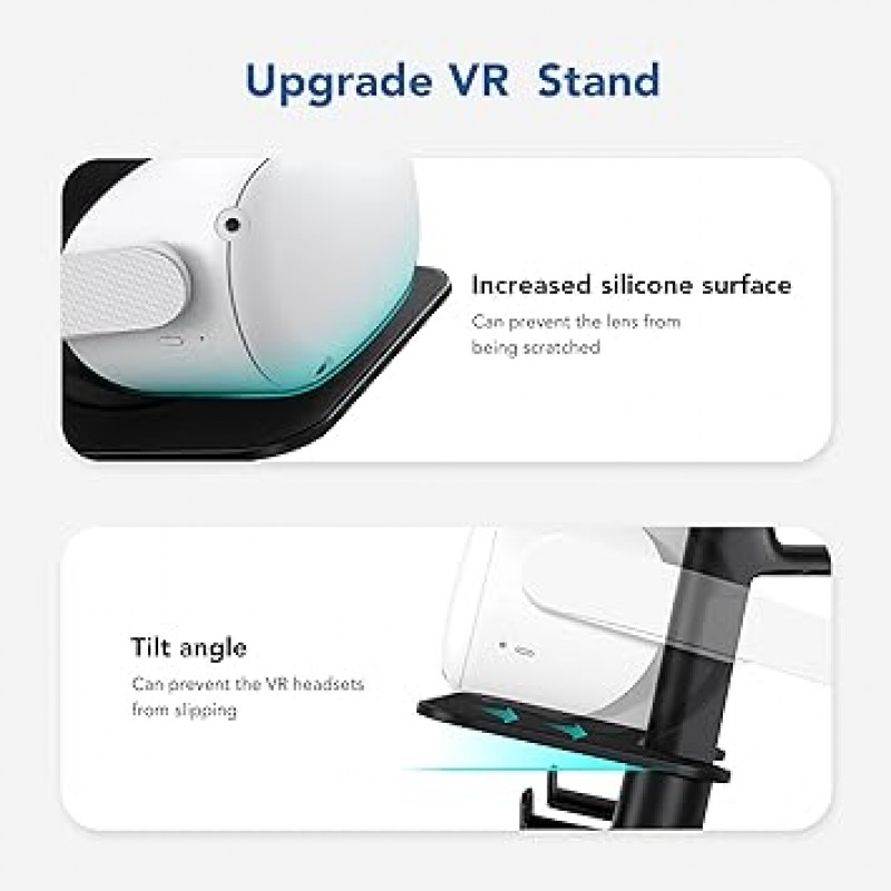 KIWI 디자인 [업그레이드 버전] Quest 2/Rift S/Valve Index/HP Reverb G2/Quest/PSVR 2/Pico 4 VR 헤드셋 및 터치 컨트롤러와 호환되는 VR 스탠드 액세서리(검은색)