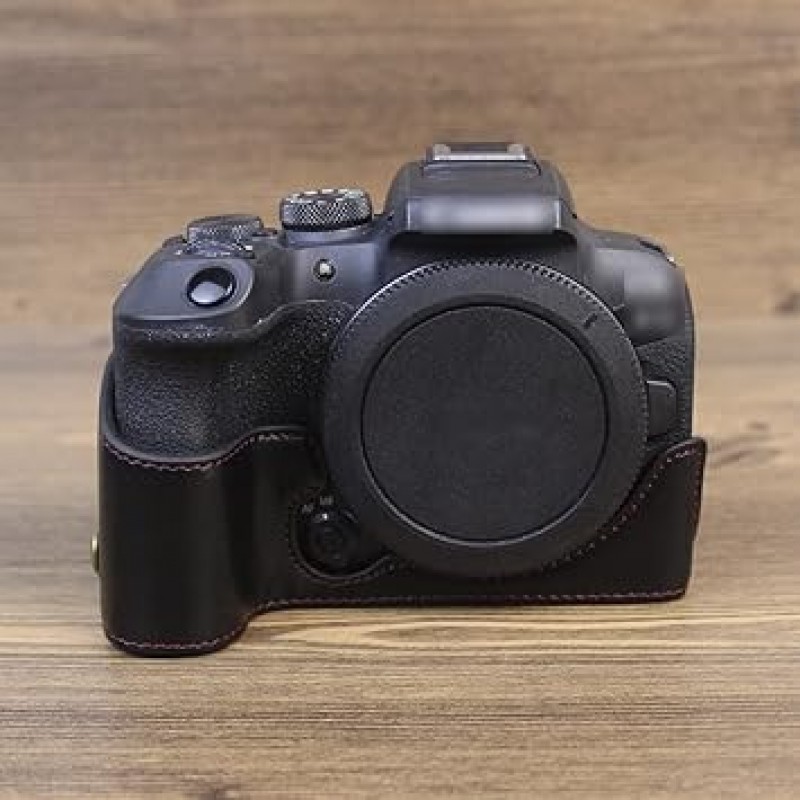 Canon EOS R10 케이스 커버 카메라 케이스 Canon EOS R10 본체 케이스(삼각대 구멍 포함) 교체 가능 배터리 PU 가죽 경량 휴대용 여행 사진 보관 남여 공용 4가지 색상 사용 가능(블랙)