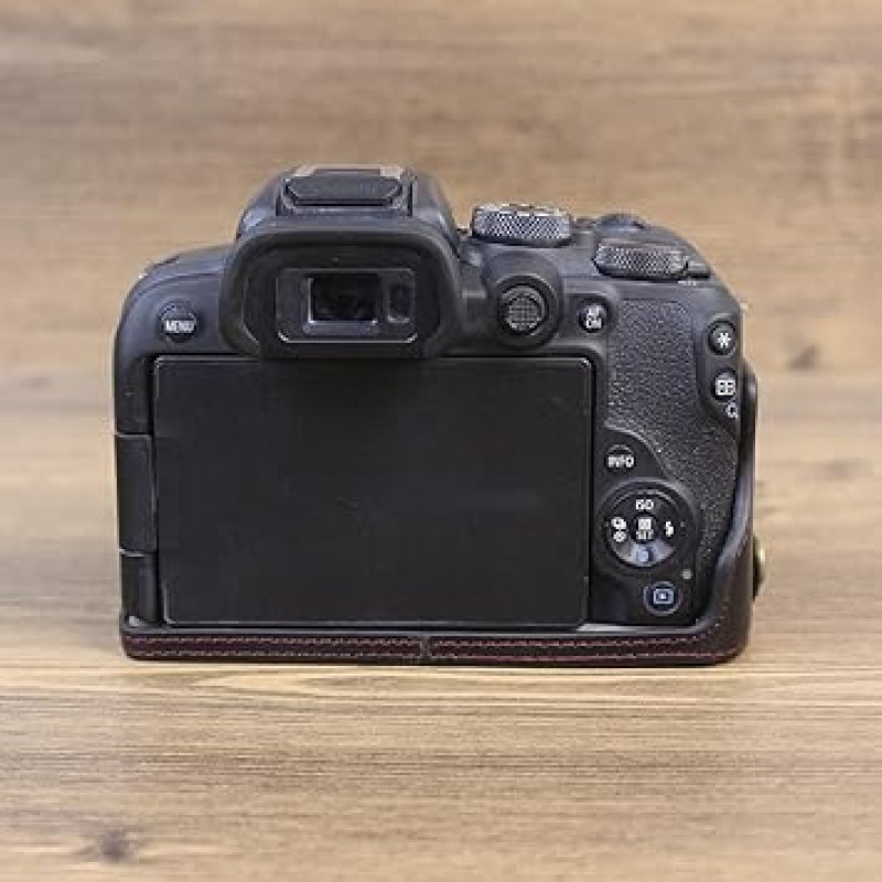 Canon EOS R10 케이스 커버 카메라 케이스 Canon EOS R10 본체 케이스(삼각대 구멍 포함) 교체 가능 배터리 PU 가죽 경량 휴대용 여행 사진 보관 남여 공용 4가지 색상 사용 가능(블랙)