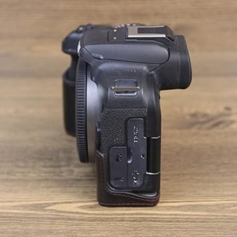 Canon EOS R10 케이스 커버 카메라 케이스 Canon EOS R10 본체 케이스(삼각대 구멍 포함) 교체 가능 배터리 PU 가죽 경량 휴대용 여행 사진 보관 남여 공용 4가지 색상 사용 가능(블랙)