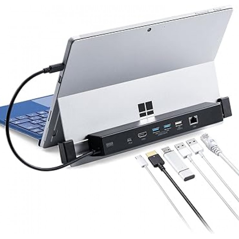 Sanwa Direct PD100W 400-HUB039BK3 Surface Pro8 /Pro7 Plus / Pro X / Go 3 / Go 2 / Go 2 / Go 전용 HDMI USB x 3 포트, 유선 LAN용 도킹 스테이션