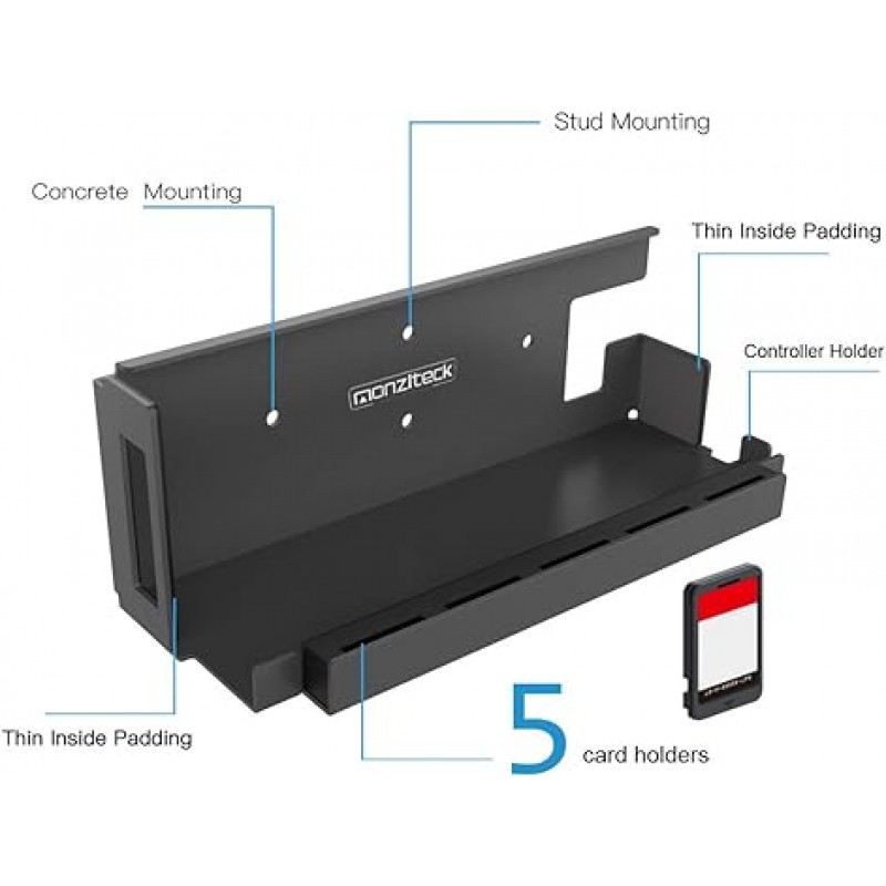 Monzlteck 벽 마운트 스위치 + 컨트롤러 마운트 용 OLED 버전 대응 게임 카드 홀더 솔리드 메탈