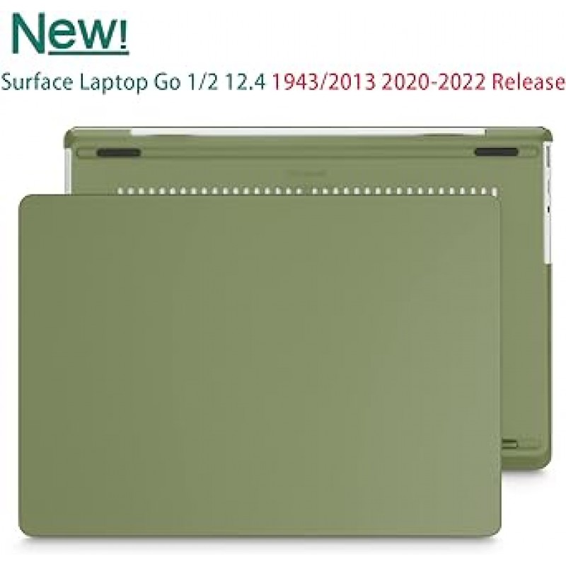 SUROCASE Microsoft Surface Laptop Go 2 Go 1 12.4인치 케이스(2020-2022 출시) 모델 1943 플라스틱 하드 케이스 화면 보호기 + 키보드 커버 + 먼지 플러그, 육군 녹색