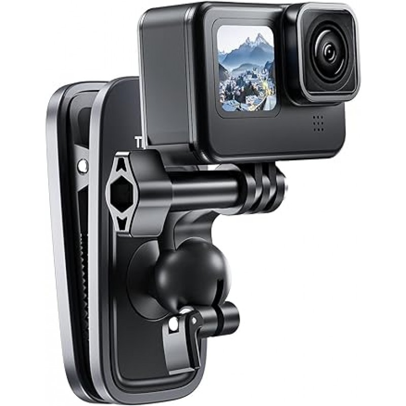 TELESIN 마그네틱 마그네틱 클립 마운트 GoPro 360도 조절 가능한 마운트 클립 HERO 11 10 9 8 7 6 5 블랙 Insta360 One X2 X3 RS Go2 DJI Osmo Action 3 Pocket 2 배낭 배낭