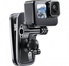 TELESIN 마그네틱 마그네틱 클립 마운트 GoPro 360도 조절 가능한 마운트 클립 HERO 11 10 9 8 7 6 5 블랙 Insta360 One X2 X3 RS Go2 DJI Osmo Action 3 Pocket 2 배낭 배낭