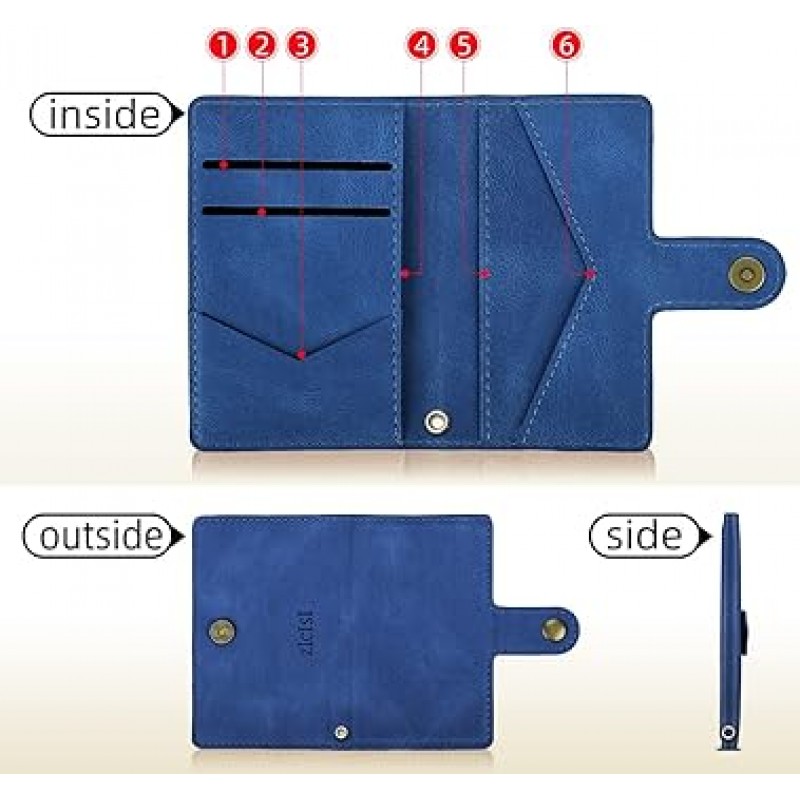 ZICISI iPhone 용 마그네틱 지갑 카드 홀더 5 개 RFID 블록 분실 방지 PU 가죽 Apple Magsafe iPhone 15 14 13 12 pro max / mini 용 머그 세이프 액세서리 블루