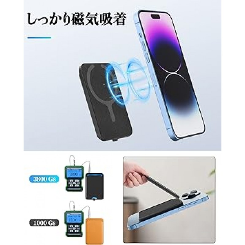SHANSHUI Magsafe 호환 카드 케이스, 스마트폰 스탠드, 비건 가죽 지갑 스탠드, MagSafe 호환 지갑, 조절 가능 스탠드, 카드 4개 수용, iPhone 14, 13, 12 시리즈와 호환 가능, 블랙