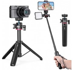 Ulanzi MT-73 카메라 삼각대 데스크탑 삼각대 Gopro 삼각대 셀카봉 4레벨 텔레스코픽 360도 헤드 안정적인 촬영 편리한 휴대용 경량 미니 삼각대 OSMO POCKET 1 2 iPhone Gopro Dji Osmo Action/Sony/Canon/Vlog TikTok용 콜드 슈 스트랩