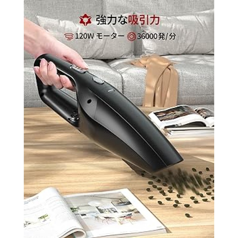 TEMOLA 핸디 진공 청소기, 강력한 흡입, 미니 핸디 진공 청소기, 휴대용 자동차 진공 청소기, 무선 2시간 고속 충전, 다기능, 소형, 진공 청소기, 경량, 13.5 온스 (385 g), 저소음, 보관 가방, 멀티 액세서리 포함, 자동차 액세서리, 자동차 액세서리, 키보드 청소, 애완동물 털 청소 - 검정