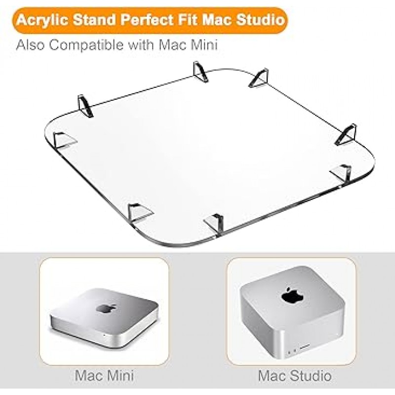 CaSZLUTION 아크릴 데스크탑 스탠드 Mac Studio 스탠드 홀더 Mac Studio 및 Mac Mini 지원