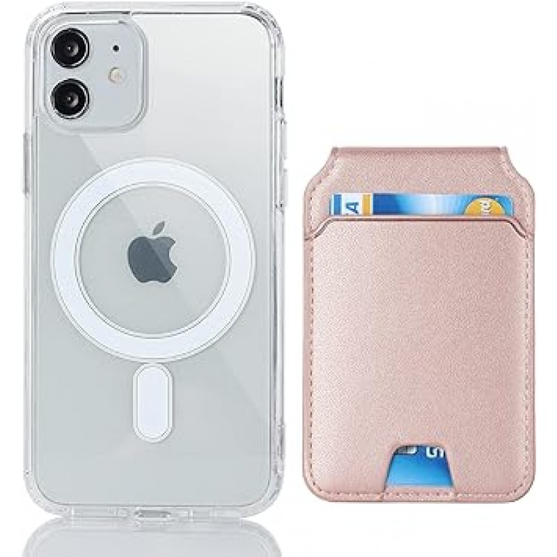 Lipvina 2-in-1 iPhone 11 케이스, 지갑 스탠드, 자석, MagSafe 호환, 미국 군사 표준 인증, 충격 방지, 하이브리드 TPU 범퍼, PC 마이크로 도트 처리, 황변 없음, 카드 창, 탁상용, 카드 보관함, 다중 각도 조절 가능, 휴대가 편리하고 스타일리시한 (핑크)