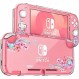DLseego Switch Lite 케이스, 투명 케이스, 스위치 라이트 케이스, 분리형 커버, PC 재질, 투명 스위치 라이트 커버, 초경량, 충격 방지, 스크래치 방지, 완전 보호, 제거 용이, 압착 꽃, 귀여운, 핑크 꽃