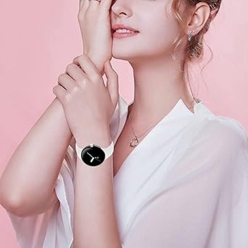 DMVEIMAL Google Pixel Watch 밴드, 4팩, 실리콘 밴드, 스포츠 밴드, 편안함, 소프트, 남녀공용, Google Pixel Watch 교체 밴드, 남성 및 여성용, Google Pixel 스마트 시계 액세서리