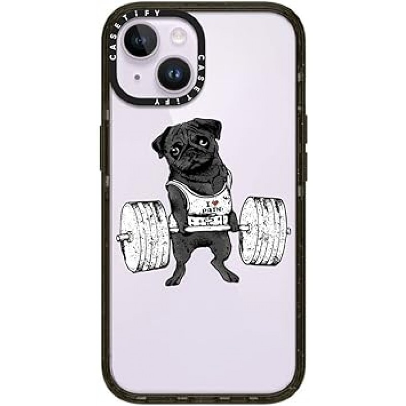 CASETiFY 임팩트 아이폰 14 케이스 [MIL 표준 준수(4x MIL-STD-810G)/2.5m 높이에서 투명 낙하 테스트] - 블랙 퍼그 리프트 - 글로시 블랙