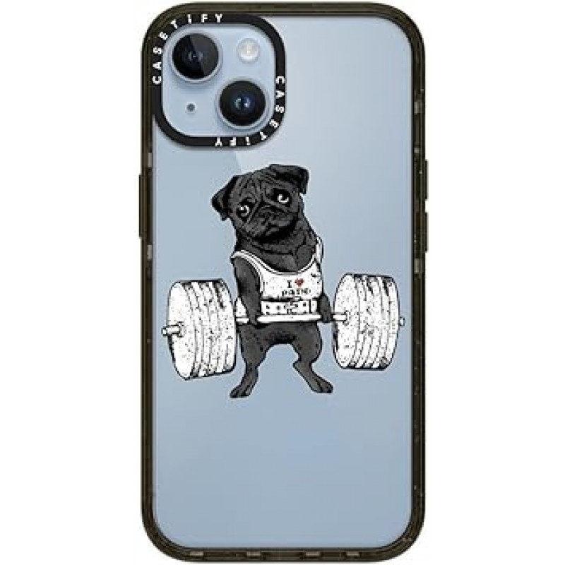 CASETiFY 임팩트 아이폰 14 케이스 [MIL 표준 준수(4x MIL-STD-810G)/2.5m 높이에서 투명 낙하 테스트] - 블랙 퍼그 리프트 - 글로시 블랙