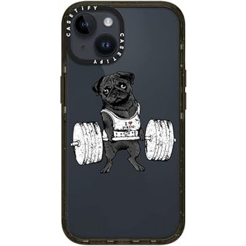 CASETiFY 임팩트 아이폰 14 케이스 [MIL 표준 준수(4x MIL-STD-810G)/2.5m 높이에서 투명 낙하 테스트] - 블랙 퍼그 리프트 - 글로시 블랙