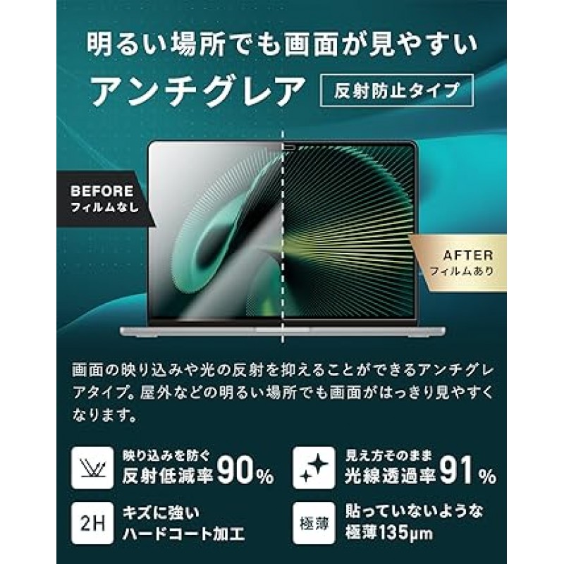 HOGOTECH MacBook Air Pro 13인치 M1 보호 필름, 반사, 기포 방지, 일본산
